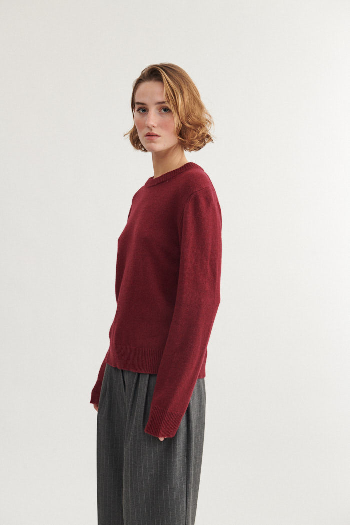 Basic Apparel Cady O-Neck Sweaters 792 Bordeaux Truffle